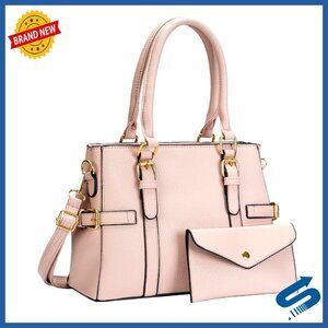 Large PU Leather Tote Bag with Adjustable Strap, Multiple Compartments